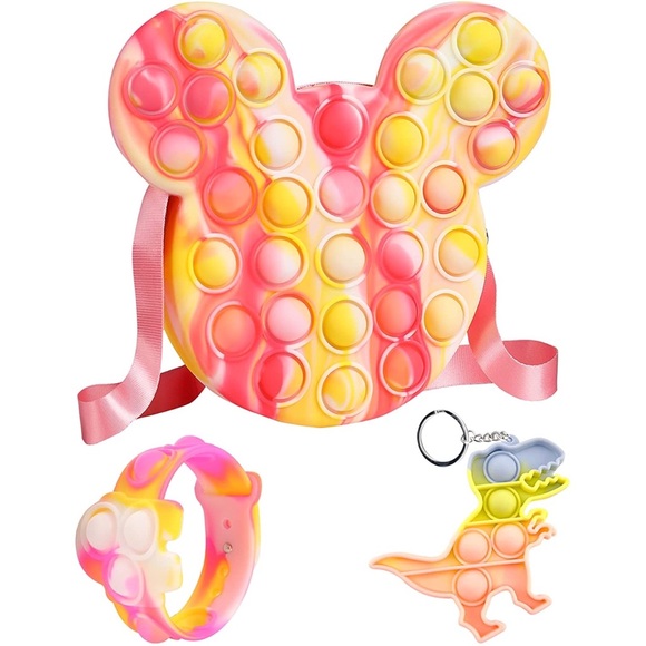 Pack of Bracelet Pop Shoulder Purse Keychain Crossbody Push Bubble Fidget Toy Toys